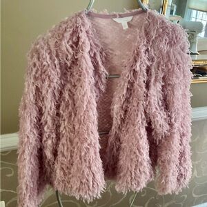 LC Lauren Conrad Pink Jacket with Fuzzy Texture and Cropped Style